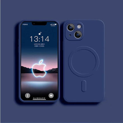 Coque De Charge Magnétique Sans Fil Magsafe En Silicone Souple Navy Pour Samsung Galaxy S25 Ultra
