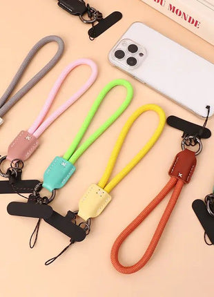 Dragonne de Téléphone Tressée de 20 CM avec Porte Cle anti perte De Couleur Gris