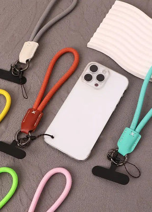 Dragonne Téléphone Tressée de 20 CM avec Porte cle anti perte De Couleur Noir