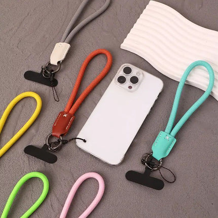 Dragonne Téléphone Tressée de 20 CM avec Porte cle anti perte De Couleur Noir