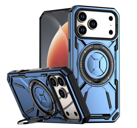 Étui Magnétique Antichoc de Qualité Militaire Bleu pour iPhone 15 Pro Max – Compatible MagSafe, Support Rotatif, Coque de Protection pour Recharge sans Fil