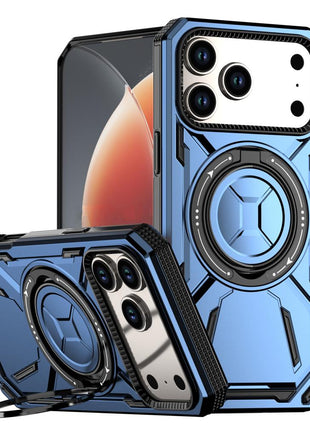 Étui Magnétique Antichoc Bleu de Qualité Militaire pour iPhone 17 Pro Max – Compatible MagSafe, Support Rotatif, Coque de Protection pour Recharge sans Fil