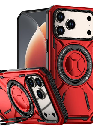 Étui Magnétique Antichoc de Qualité Militaire Rouge pour iPhone 15 Pro Max – Compatible MagSafe, Support Rotatif, Coque de Protection pour Recharge sans Fil