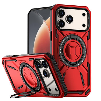 Étui Magnétique Antichoc Rouge de Qualité Militaire pour iPhone 17 Pro – Compatible MagSafe, Support Rotatif, Coque de Protection pour Recharge sans Fil