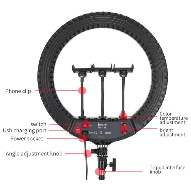 RingLight Jmary – 18" (Trépied Non Inclus) FM-18R