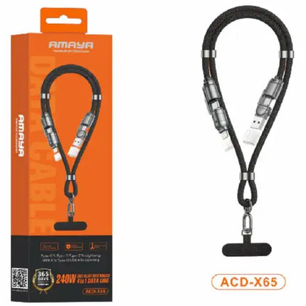 Câble de Données 4-en-1 Amaya ACD-X65, Tour de Cou Alliage de Zinc 240W
