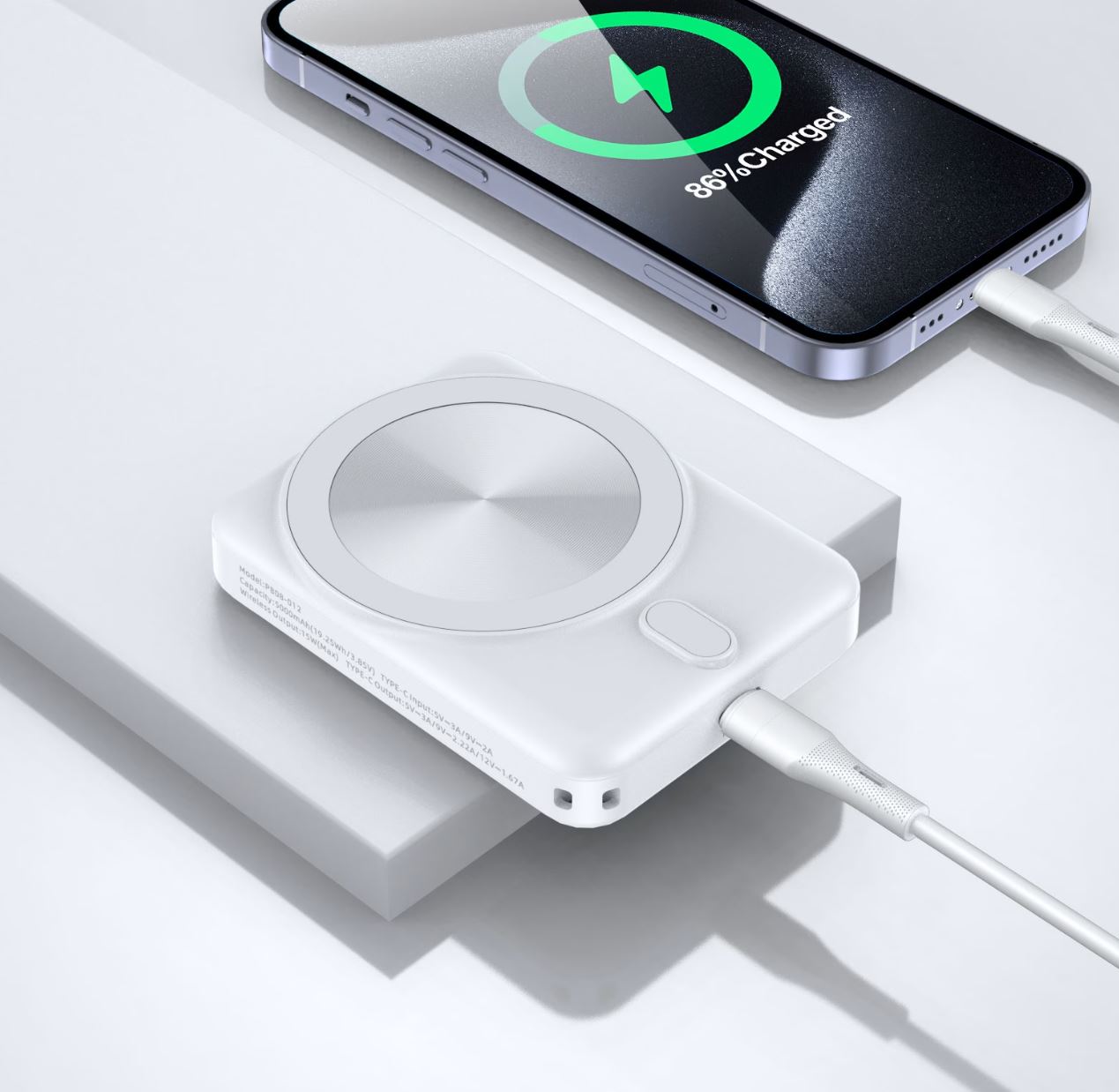 Digital Power Bank Noir  Sans Fil Magnetic TRUSMI 5000 mAh PB08-011 PD20W