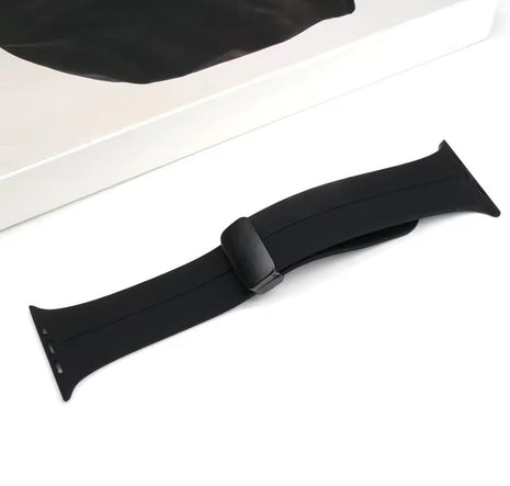 Bracelet  Silicone Noir Pour Apple Watch Taille 44mm/45mm/46mm/49mm