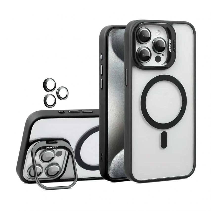 Coque MagSafe Noir Pour Apple iPhone 16 Pro Max Avec Support Et Protection Pour l'Appareil Photo