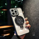 Coque a Support  Magnetique Qualité Premium Effet  Pailletes En Poudre Avec Branches d'Etoiles De Couleur Noir pour Apple iPhone 14 Pro