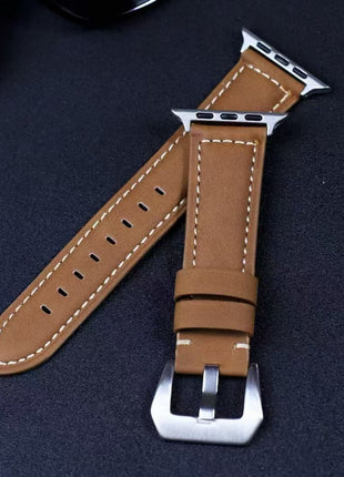 Bracelet  Vintage En Cuir Marron Pour Apple Watch Taille 44mm/45mm/46mm/49mm