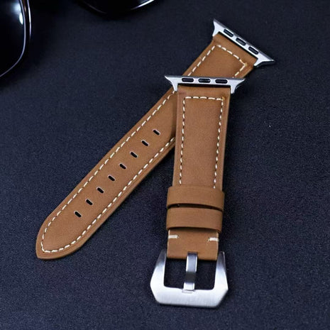 Bracelet  Vintage En Cuir Marron Pour Apple Watch Taille 44mm/45mm/46mm/49mm
