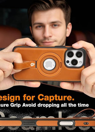 Coque en Cuir Compatible Magsafe a Capture Grio Loop Pour Samsung Galaxy S25 Plus Couleur Marron