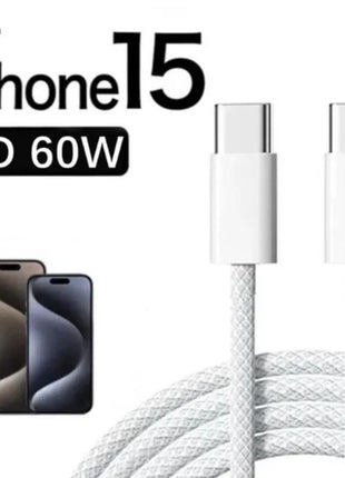 Câble  Type C Vers Type C 1M  De Couleur Blanc Pour Apple iPhone 15 series