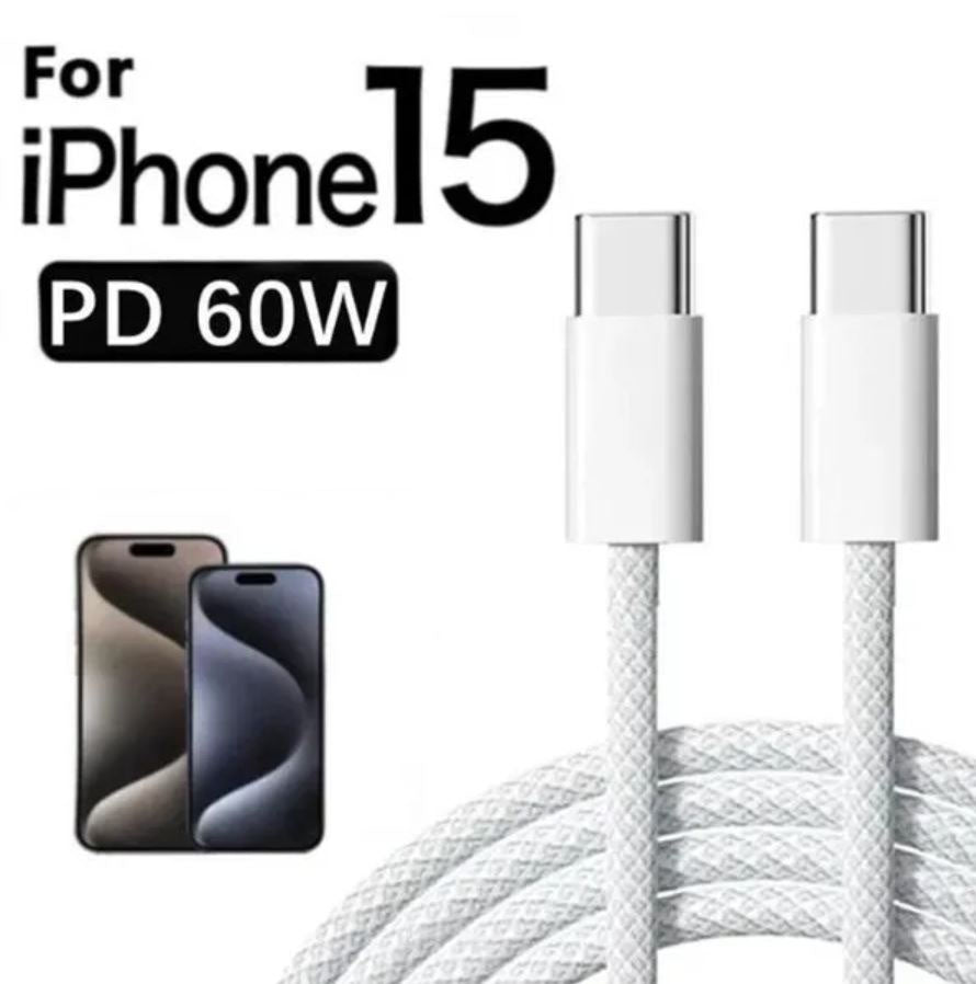 Câble  Type C Vers Type C 1M  De Couleur Blanc Pour Apple iPhone 15 series