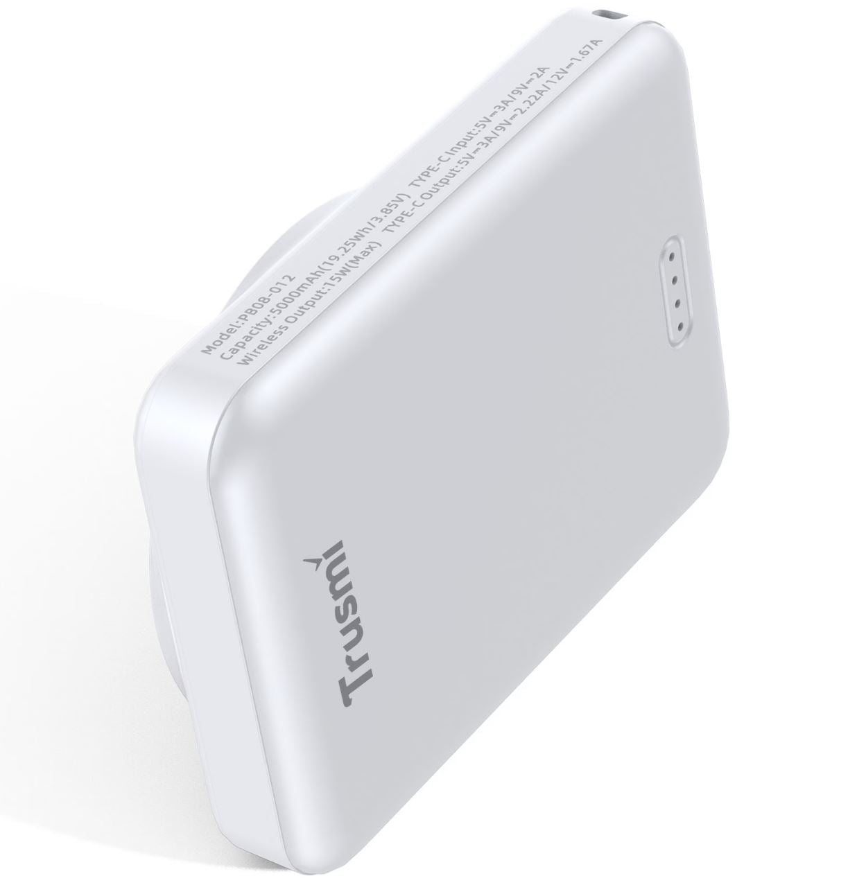 Power Bank Magnetic Sans Fil Ultra Fine TRUSMI Blanc 5000 mAh PB08-012 PD20W