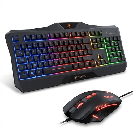 Pack Gaming FiercePC Draconis – Clavier LED AZERTY et Souris Haute Précision