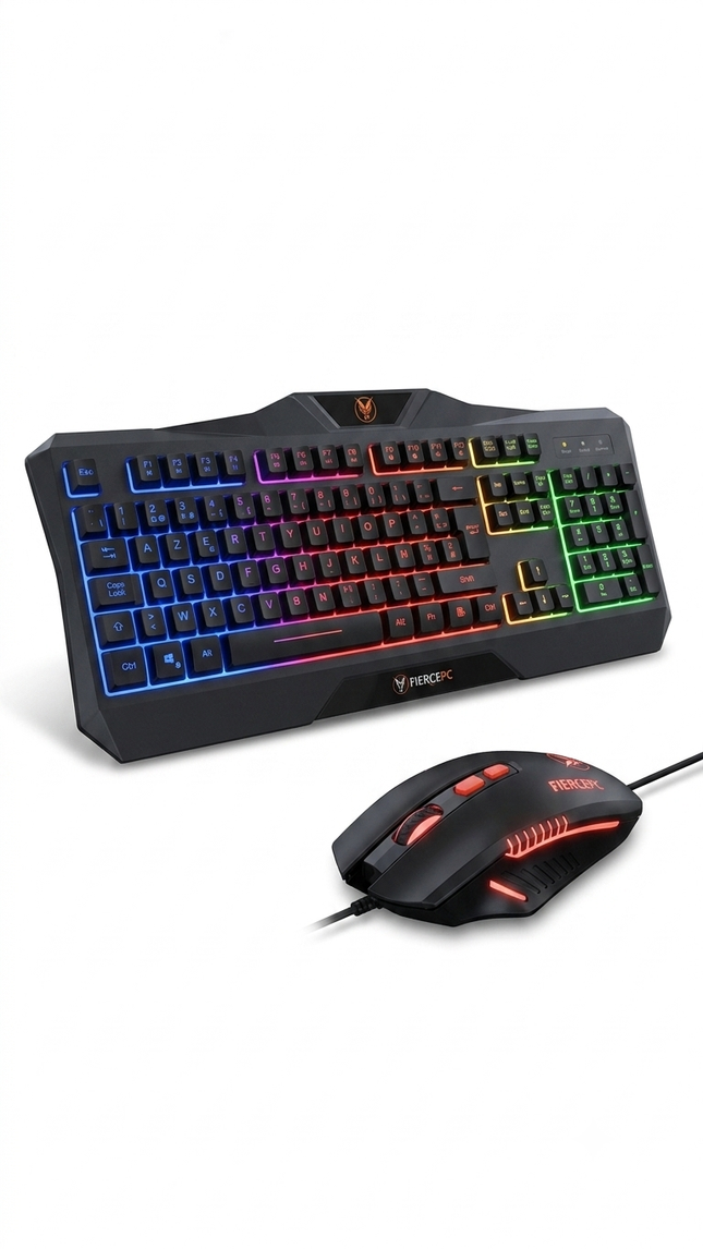 Pack Gaming FiercePC Draconis – Clavier LED AZERTY et Souris Haute Précision