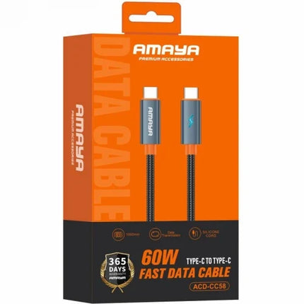 Câble USB-C vers USB-C Amaya ACD-CC58 Charge Rapide 60W (1 m)