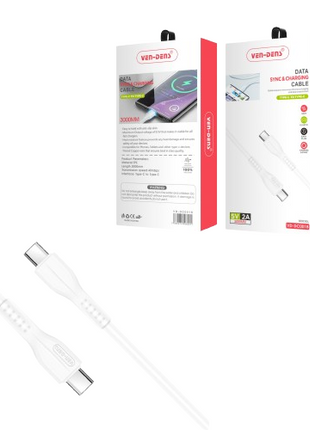 Câble De Charge Type C Vers Type-C  2A Blanc (3 Mètres)