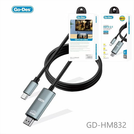 Câble HDMI 2.1 Ultra Haute Vitesse Go-Des GD-HM832, 8K (1,8 m)