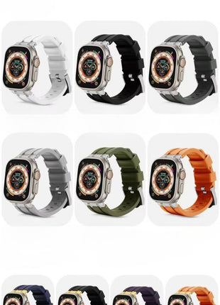 Bracelet En Silicone Gris Pour Apple Watch Taille 44mm/45mm/46mm/49mm