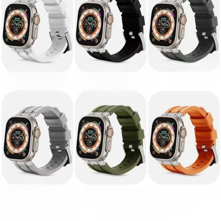 Bracelet En Silicone Noir Pour Apple Watch Taille 44mm/45mm/46mm/49mm