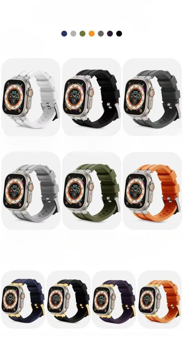 Bracelet En Silicone Bleu Pour Apple Watch Taille 44mm/45mm/46mm/49mm