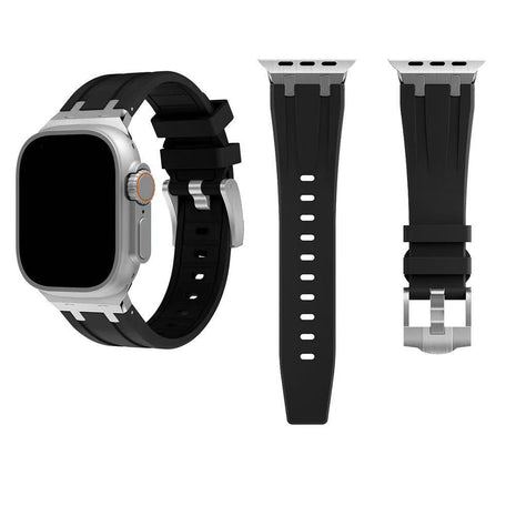 Bracelet En Silicone Noir Pour Apple Watch Taille 44mm/45mm/46mm/49mm