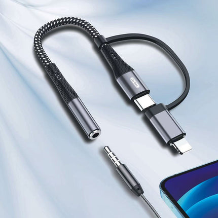Adaptateur Audio Go-Des 2-en-1 (USB-C & Lightning vers Jack 3.5mm Femelle)