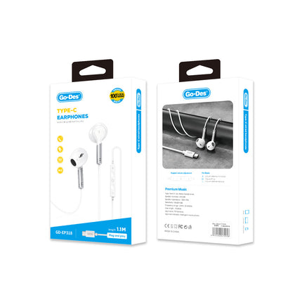 Écouteurs Intra-Auriculaires Filaires USB-C Go-Des EP-318