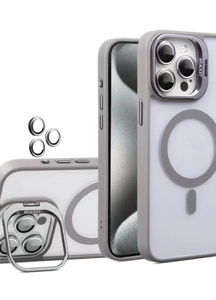 Coque MagSafe Gris Pour Apple iPhone 16 Avec Support Et Protection Pour l'Appareil Photo