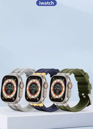 Bracelet En Silicone Gris Pour Apple Watch Taille 44mm/45mm/46mm/49mm