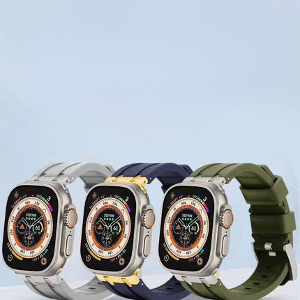 Bracelet En Silicone Vert Foncé Pour Apple Watch Taille 44mm/45mm/46mm/49mm