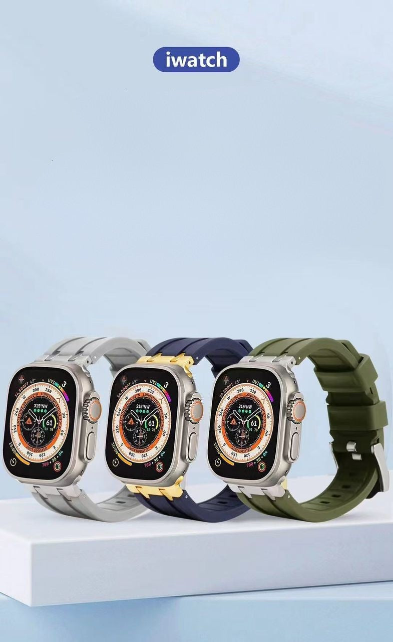 Bracelet En Silicone Vert Foncé Pour Apple Watch Taille 44mm/45mm/46mm/49mm