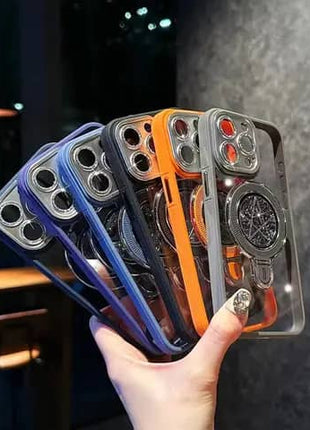 Coque a Support  Magnetique Qualité Premium Effet  Pailletes En Poudre Avec Branches d'Etoiles De Couleur Gris  pour Apple iPhone 14 Pro Max