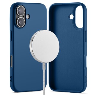 Coque De Charge Premium Magsafe En Silicone Souple (Bleu) Pour iPhone 17