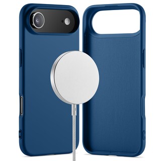 Coque De Charge Magnétique Sans Fil Magsafe En Silicone Bleu Souple Pour iPhone 17 Air