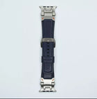 Bracelet  En Cuir de Veau Bleu Pour Apple Watch Taille 44mm/45mm/46mm/49mm
