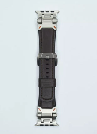 Bracelet  En Cuir de Veau Marron Pour Apple Watch Taille 44mm/45mm/46mm/49mm