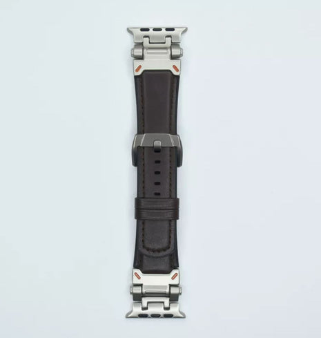 Bracelet  En Cuir de Veau Marron Pour Apple Watch Taille 44mm/45mm/46mm/49mm