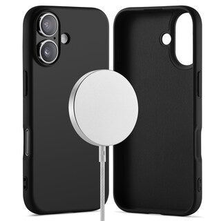 Coque De Charge Magnétique Sans Fil Magsafe En Silicone Noir Souple Pour iPhone 17