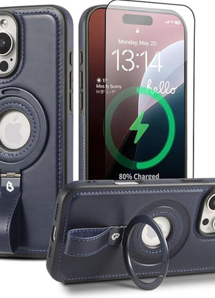 Coque en Cuir Compatible Magsafe a Capture Grio Loop Pour Samsung Galaxy S24 Plus Couleur Bleu