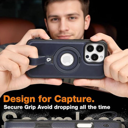 Coque en Cuir Compatible Magsafe a Capture Grio Loop Pour Samsung Galaxy S25 Ultra Couleur Bleu