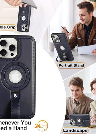 Coque en Cuir Compatible Magsafe a Capture Grio Loop Pour Samsung Galaxy S24 Plus Couleur Bleu