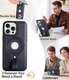 Coque en Cuir Compatible Magsafe a Capture Grio Loop Pour Samsung Galaxy S25 Ultra Couleur Bleu