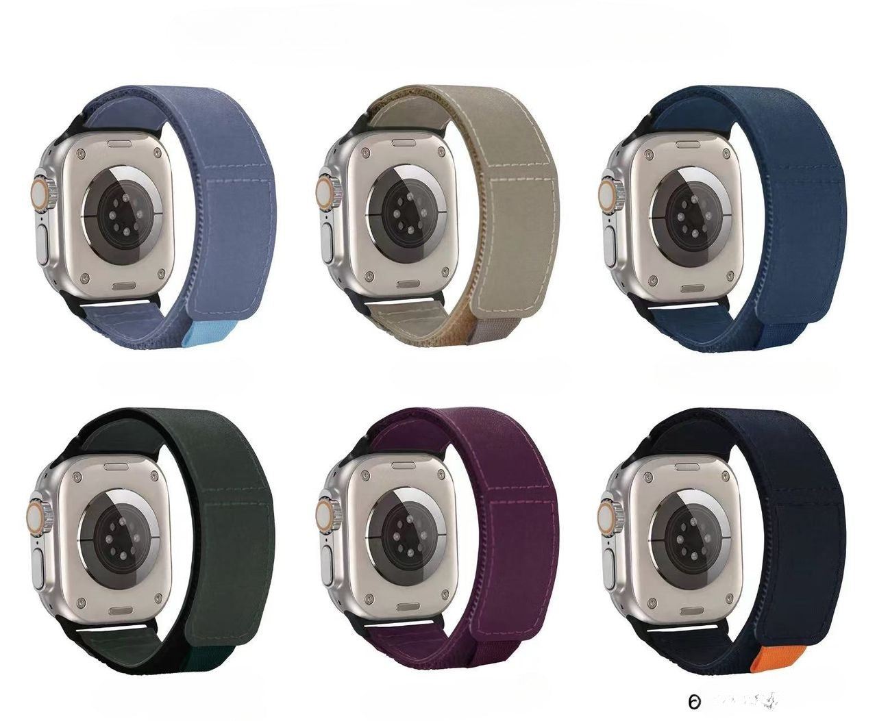 Bracelet En Nylon Tissé Noir Pour Apple Watch Taille 44mm/45mm/46mm/49mm