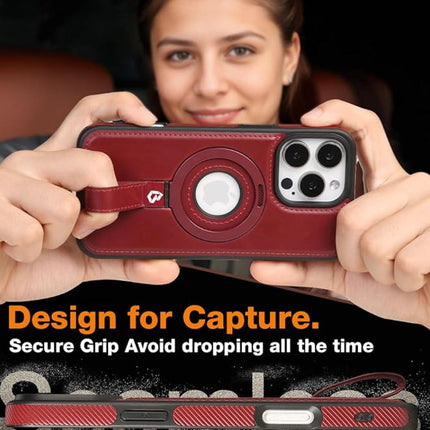 Coque en Cuir Compatible Magsafe a Capture Grio Loop Pour Samsung Galaxy S25 Ultra Couleur Rouge