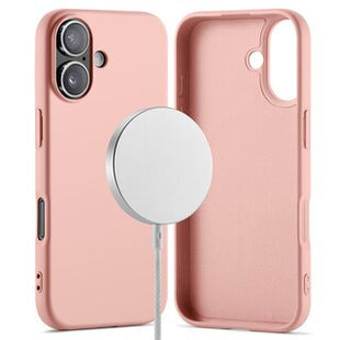 Coque De Charge Magnétique Sans Fil Magsafe En Silicone Rose Souple Pour iPhone 17
