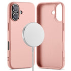 Coque De Charge Magnétique Sans Fil Magsafe En Silicone Rose Souple Pour iPhone 17